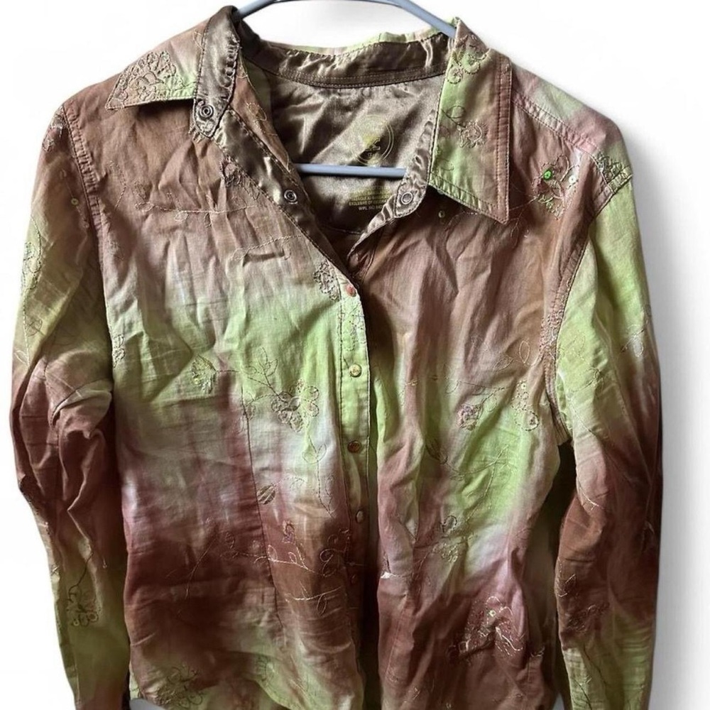 Embroidered Green and Brown Women's Blouse